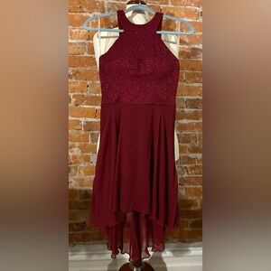 Speechless Deep Red Lace Bodice Dress